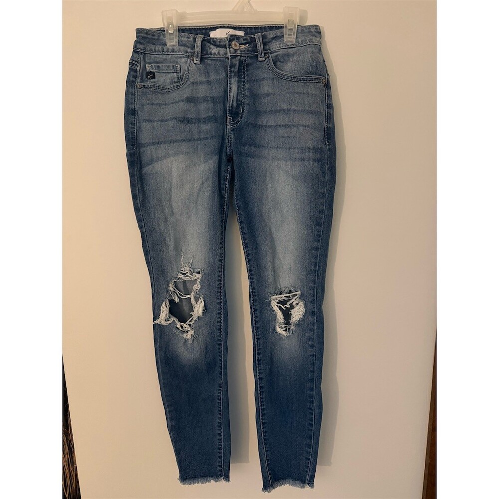 KanCan Skinny Jeans Womens Size 7/27 Medium Wash Distressed Raw Hem